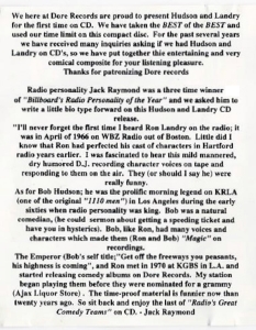 Best of Hudson and Landry Greatest Hits CD liner notes (1996)
